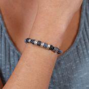 Armband aus Hämatit und Achat mit Gravur [Sterlingsilber]