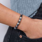 Armband aus Hämatit und Achat mit Gravur [Sterlingsilber]