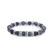 Hematite and Agate Men Name Bracelet - Sterling Silver