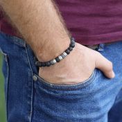 Lava Stone and Agate Men Name Bracelet - Sterling Silver