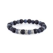 Lava Stone and Agate Men Name Bracelet - Sterling Silver
