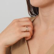 Anillo Brillante Giratorio Círculos Familiares [Plata de ley/Aros de Oro de 10K] - 3 Aros Giratorios