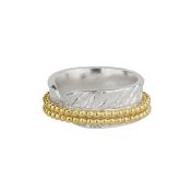 Anillo Brillante Giratorio de Cuentas Círculos Familiares [Plata de ley] - 2 Aros Giratorios