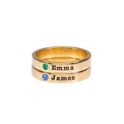 Anillo Talisa de Piedras de Nacimiento con Nombre [Bañado en Oro de 18K] 