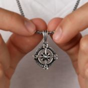 Collier Boussole Étoilée avec Prénoms pour Homme [Argent 925]