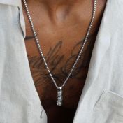 Ster van David Balk Naamketting Voor Mannen - Sterling Zilver