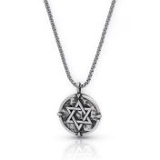 Star Of David Engraved Necklace For Men - Sterling Silver