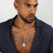 Ster van David Gegraveerde Halsketting Voor Mannen - Sterling Zilver