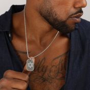 Ster van David Gegraveerde Halsketting Voor Mannen - Sterling Zilver