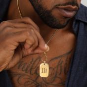 Star of David Tag Engraved Necklace For Men - 18K Gold Plated