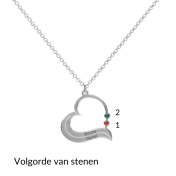Collier du Coeur Résilient avec Pierre de Naissance et Noms [Argent 925] 