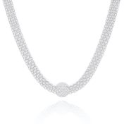 Enchanted Pavé Circle Milanese Chain Necklace [Sterling Silver]
