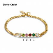 Talisa Stars Birthstone Bracelet with Diamond Hearts [18K Gold Vermeil]