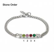 Talisa Stars Birthstone Bracelet with Diamond Hearts [Sterling Silver]