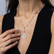 Styled Cherished Spot Engraved Map Necklace [Sterling Silver]