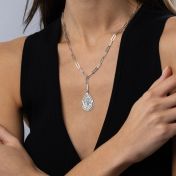 Styled Cherished Spot Engraved Map Necklace [Sterling Silver]
