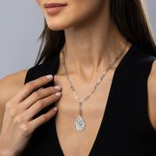 Styled Cherished Spot Engraved Map Necklace [Sterling Silver]