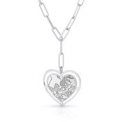 Styled Ties of Heart Engraved Map Necklace [Sterling Silver]