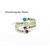 Schwan Geburtsstein-Ring mit Gravur [Sterlingsilber]