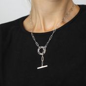 Family Anchor Link Chain Name Necklace - Dark Circle [Sterling Silver]