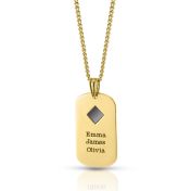 Engraved Tag Necklace for Men with Nano Bible - 18K Gold Plated