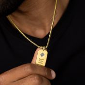 Engraved Tag Necklace for Men with Nano Bible - 18K Gold Plated