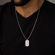 Collier Plaque Gravée pour Hommes avec Nano Bible  [Argent 925]
