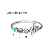 Bague Talisa Battement de Cœur avec Pierres de Naissance [Argent 925]