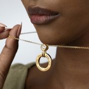 Family Circle Engraved Necklace with 1ct Diamond [18K Gold Vermeil]