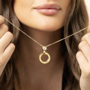 Family Circle Engraved Necklace with 1ct Diamond [18K Gold Vermeil]