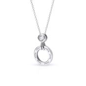 Family Circle Engraved Necklace with 1ct Diamond [Sterling Silver]