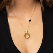 Talisa Circle Engraved Necklace with 1ct Diamond and Nano Bible [18K Gold Vermeil]