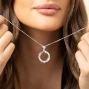 Family Circle Engraved Necklace with Diamond [Sterling Silver]