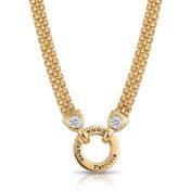  Familienkreis Milanaise Kette mit Gravur und Diamanten [750er Gold Vermeil]