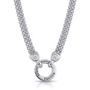 Family Circle Milanese Chain Name Necklace with Diamonds [Silver]