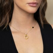 Talisa Circle Engraved Diamond Necklace with Nano Bible [18K Gold Vermeil]