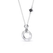 Talisa Circle Engraved Diamond Necklace with Nano Bible [Sterling Silver]