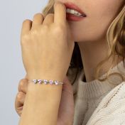 Pulsera Herringbone con Piedras de Nacimiento [Plata de Ley]