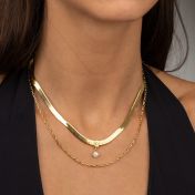 Talisa Herringbone Letter Necklace With 0.30 ct Diamond [18K Gold Plated]