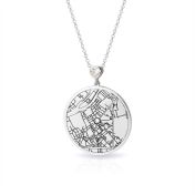 Talisa Map Engraved Necklace with Heart Diamond [14 Karat White Gold]
