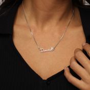 Talisa Italic Name Necklace With Crystal [Sterling Silver]