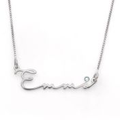 Talisa Italic Name Necklace With Crystal [Sterling Silver]