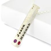 Talisa Bar Birthstone Necklace [Sterling Silver - Hammered]