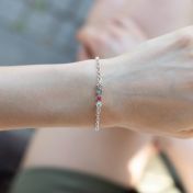 Talisa Stars Birthstone Bracelet With 2 Diamond Circles [Sterling Silver]