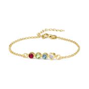 Talisa Stars Birthstone Bracelet With Diamond Heart [18K Gold Vermeil]