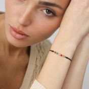Talisa Stars Birthstone Bracelet - Black String [14K Gold]