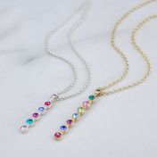 Talisa Stars Drop Birthstone Necklace [Sterling Silver]