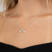 Talisa Stars Birthstone Necklace With 2 Diamond Circles [Sterling Silver]