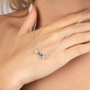 Talisa Stars Birthstone Necklace With 2 Diamond Circles [Sterling Silver]