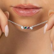 Talisa Stars Birthstone Necklace With 2 Diamond Circles [Sterling Silver]